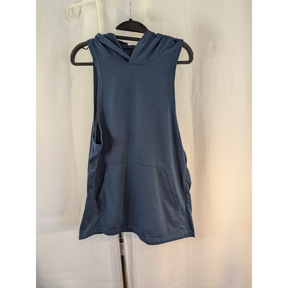 Coofandy Hooded Muscle Tank Sweatshirt Blue Sleeveless Medium (G09)